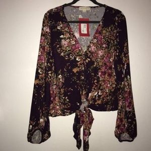 Lovestitch floral tie front top